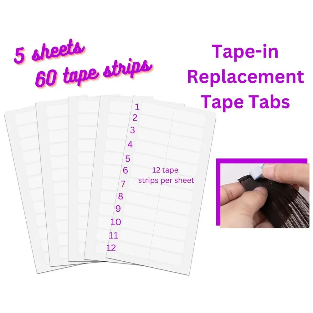 Double Sided Replacement Tape Tape-In Hair Extensions (5 Sheets /60 tape strips)